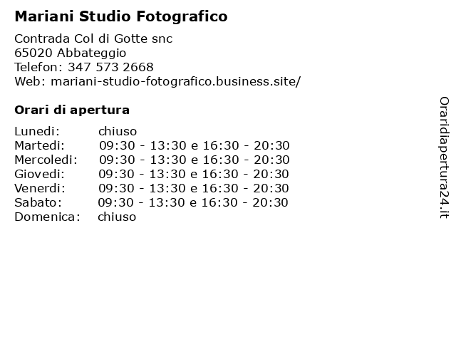 Mariani Studio Fotografico a Abbateggio: indirizzo e orari di apertura