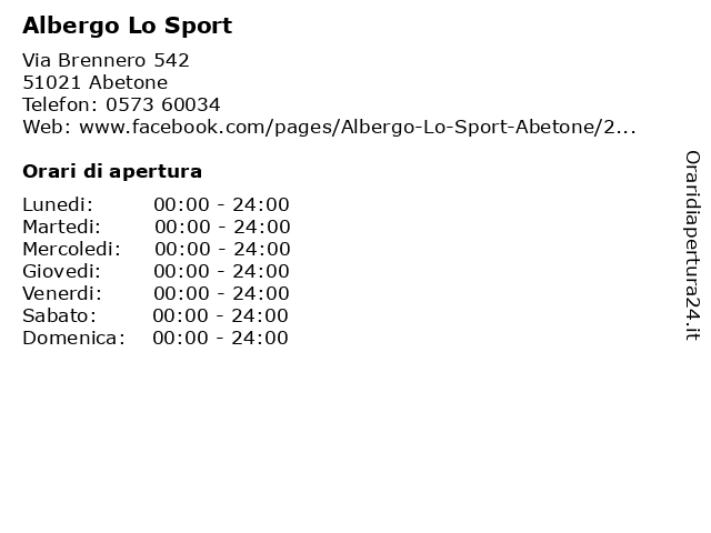 Albergo Lo Sport a Abetone: indirizzo e orari di apertura
