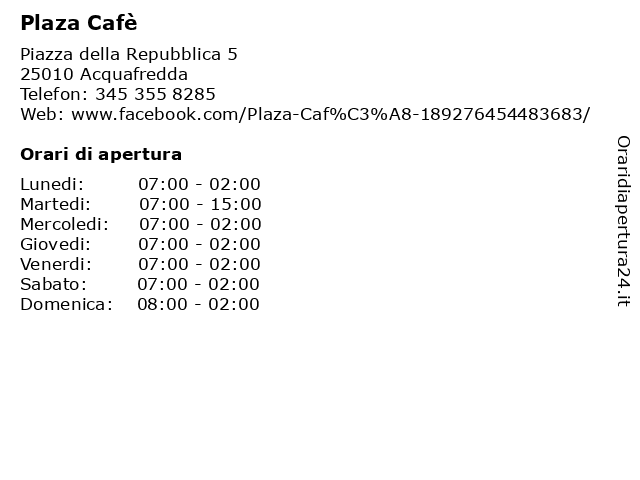 Plaza Cafè a Acquafredda: indirizzo e orari di apertura