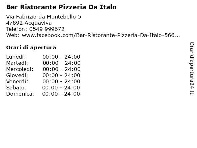Bar Ristorante Pizzeria Da Italo a Acquaviva: indirizzo e orari di apertura