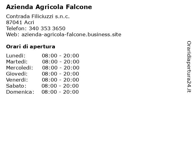 Azienda Agricola Falcone a Acri: indirizzo e orari di apertura