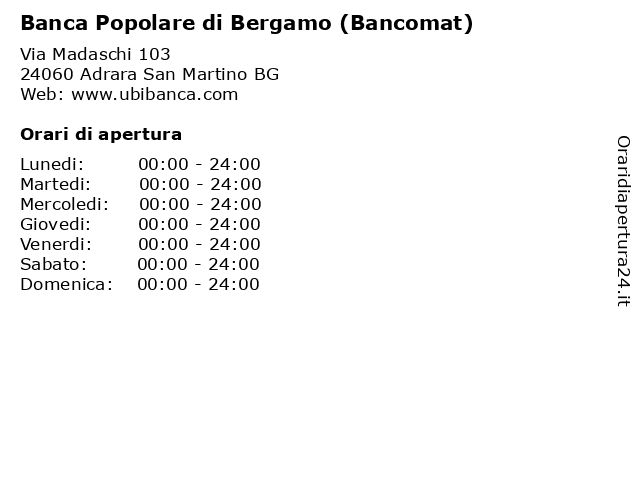 Banca Popolare di Bergamo (Bancomat) a Adrara San Martino BG: indirizzo e orari di apertura