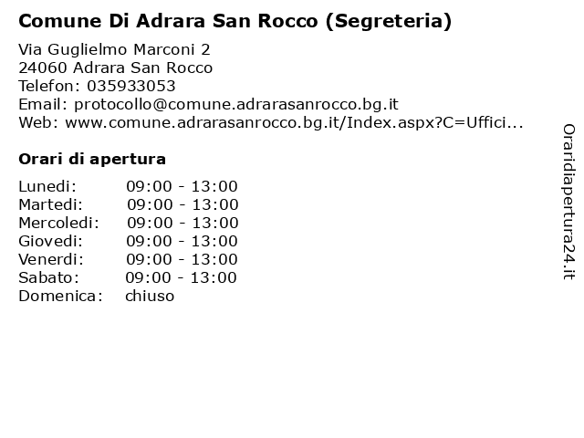 Comune Di Adrara San Rocco a Adrara San Rocco: indirizzo e orari di apertura