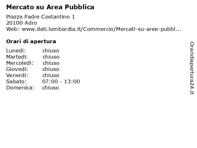 Mercato su Area Pubblica a Adro: indirizzo e orari di apertura