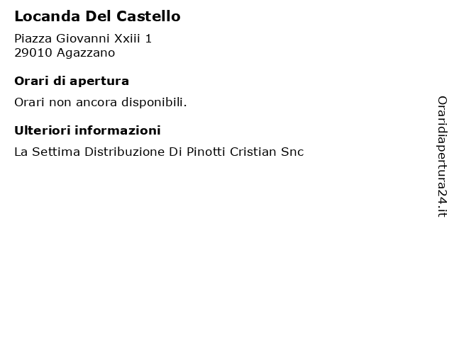 Locanda Del Castello a Agazzano: indirizzo e orari di apertura