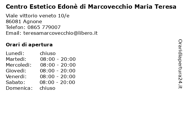 Centro Estetico Edonè di Marcovecchio Maria Teresa a Agnone: indirizzo e orari di apertura