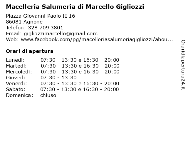 Macelleria Salumeria di Marcello Gigliozzi a Agnone: indirizzo e orari di apertura