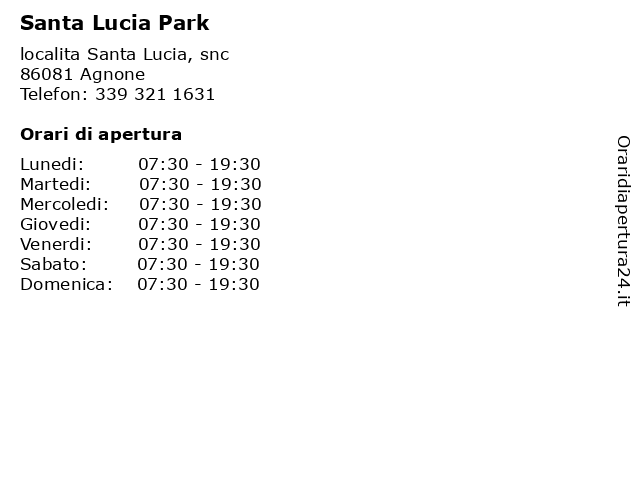 Santa Lucia Park a Agnone: indirizzo e orari di apertura