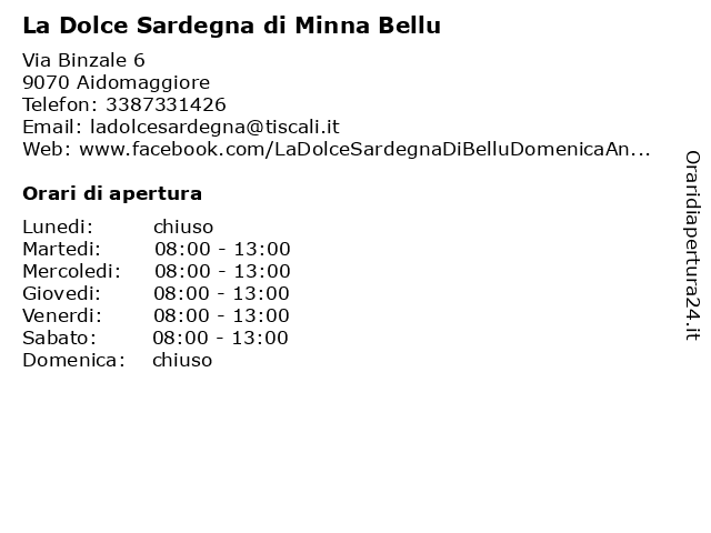 La Dolce Sardegna di Minna Bellu a Aidomaggiore: indirizzo e orari di apertura