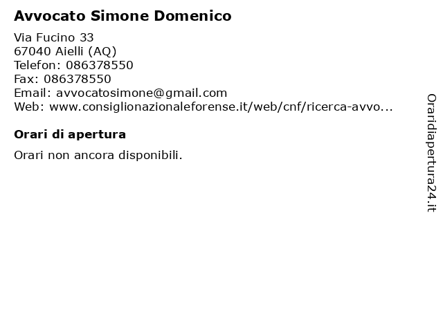 Avvocato Simone Domenico a Aielli (AQ): indirizzo e orari di apertura