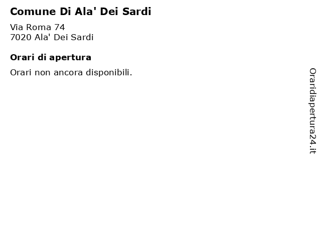 Comune Di Ala' Dei Sardi a Ala' Dei Sardi: indirizzo e orari di apertura