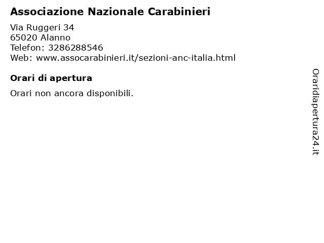 Associazione Nazionale Carabinieri a Alanno: indirizzo e orari di apertura