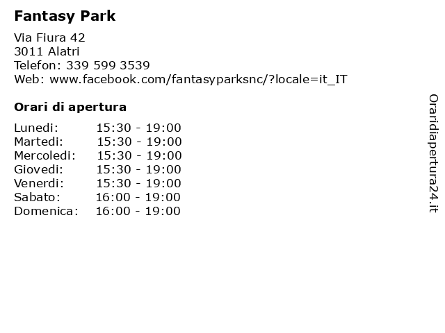 Fantasy Park a Alatri: indirizzo e orari di apertura