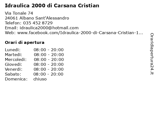 Idraulica 2000 di Carsana Cristian a Albano Sant'Alessandro: indirizzo e orari di apertura