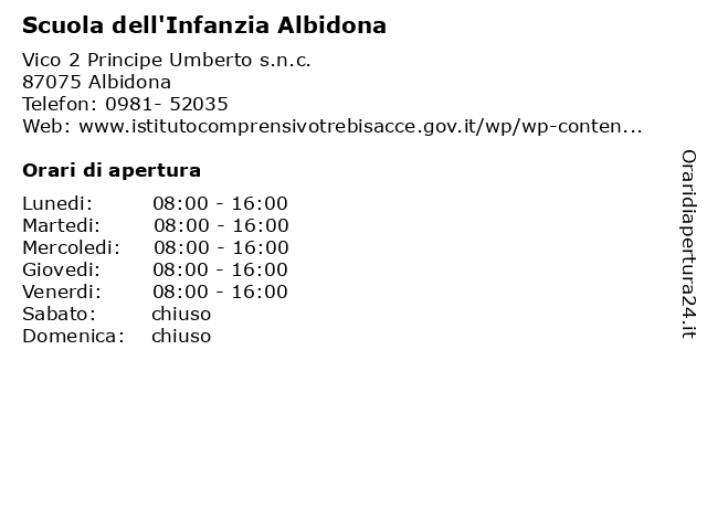Scuola dell'Infanzia Albidona a Albidona: indirizzo e orari di apertura