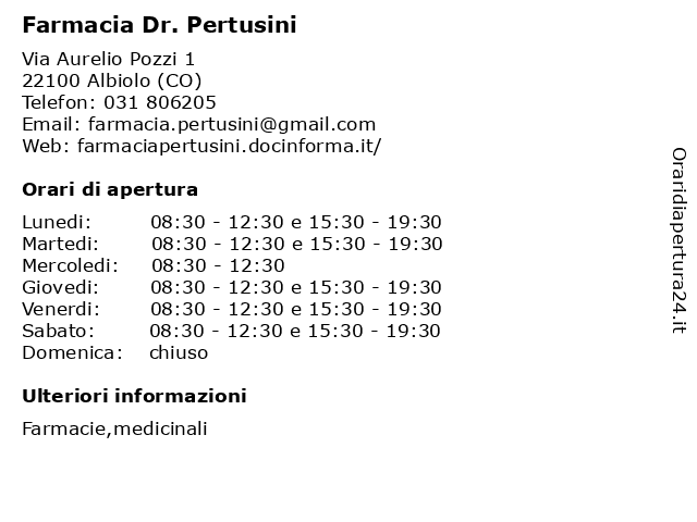 Farmacia Dr. Pertusini a Albiolo CO: indirizzo e orari di apertura