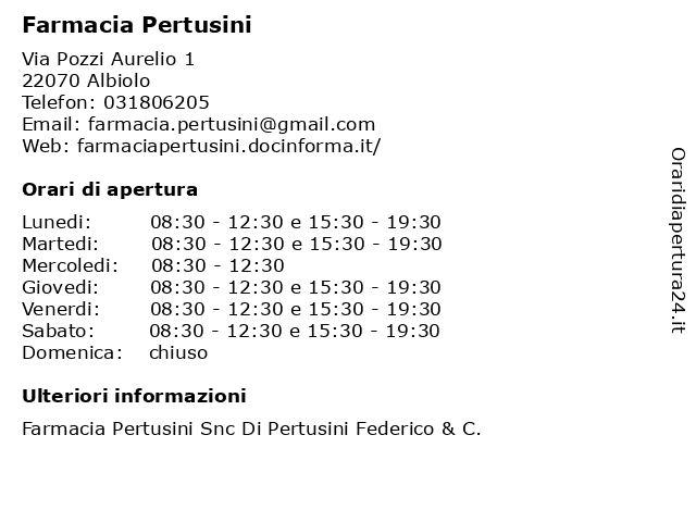 Farmacia Pertusini Snc Di Pertusini Federico & Co. a Albiolo: indirizzo e orari di apertura