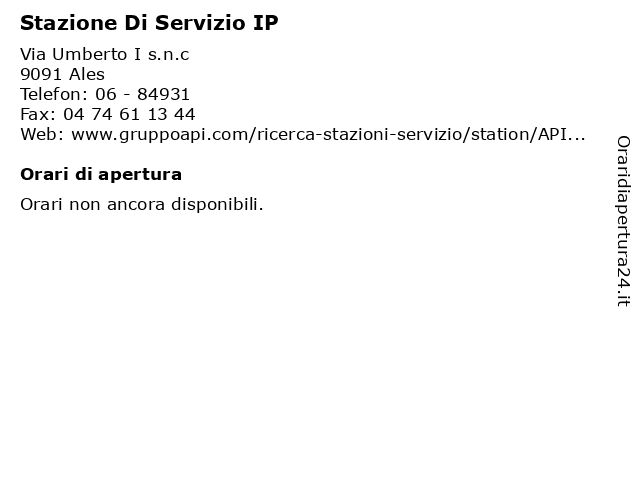 Stazione Di Servizio IP a Ales: indirizzo e orari di apertura