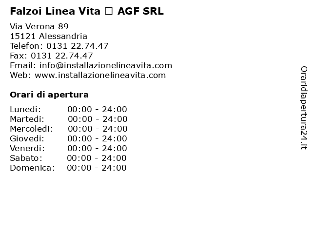 Falzoi Linea Vita – AGF SRL a Alessandria: indirizzo e orari di apertura