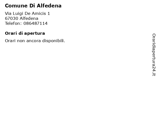 Comune Di Alfedena a Alfedena: indirizzo e orari di apertura