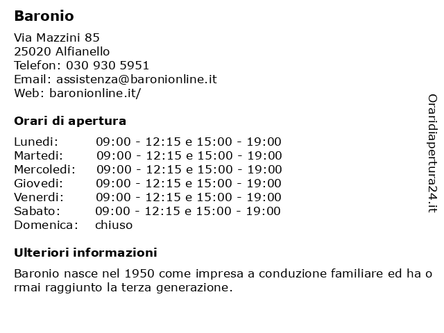 Baronio Enterprise Company a Alfianello: indirizzo e orari di apertura