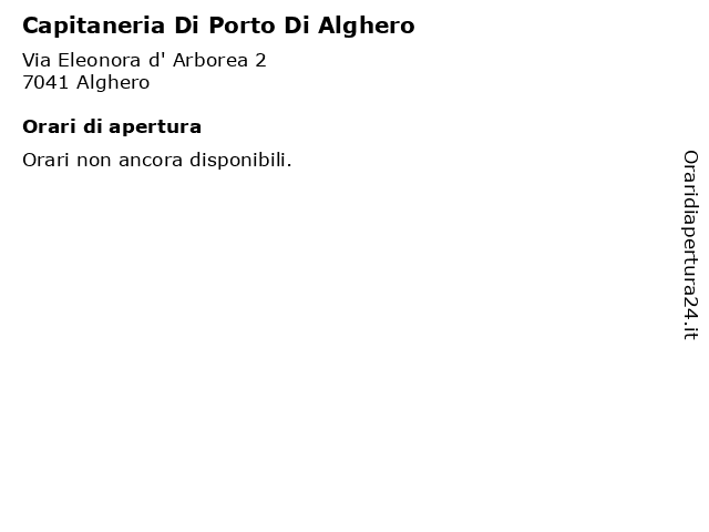 Capitaneria Di Porto Di Alghero a Alghero: indirizzo e orari di apertura