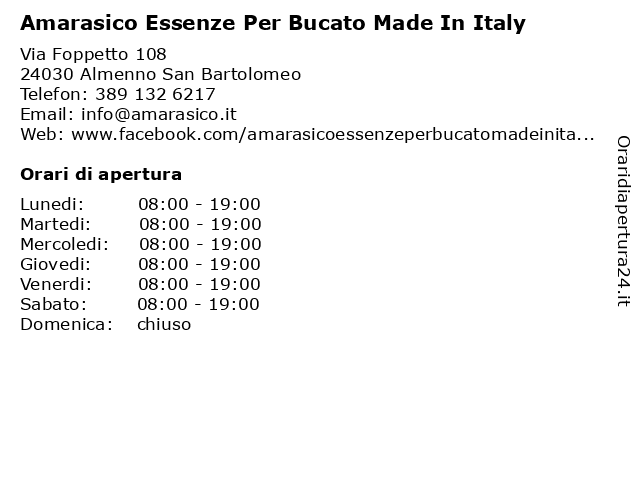 Amarasico Essenze Per Bucato Made In Italy a Almenno San Bartolomeo: indirizzo e orari di apertura