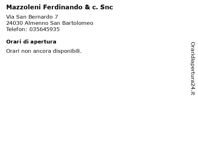 Mazzoleni Ferdinando & c. Snc a Almenno San Bartolomeo: indirizzo e orari di apertura