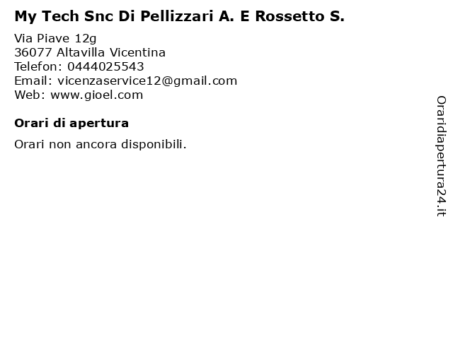My Tech Snc Di Pellizzari A. E Rossetto S. a Altavilla Vicentina: indirizzo e orari di apertura