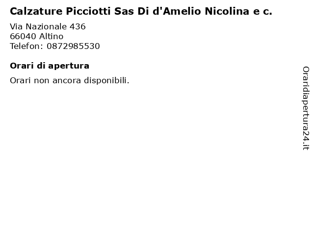 Calzature Picciotti Sas Di d'Amelio Nicolina e c. a Altino: indirizzo e orari di apertura