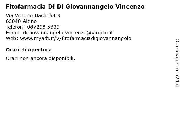 Fitofarmacia Di Di Giovannangelo Vincenzo a Altino: indirizzo e orari di apertura