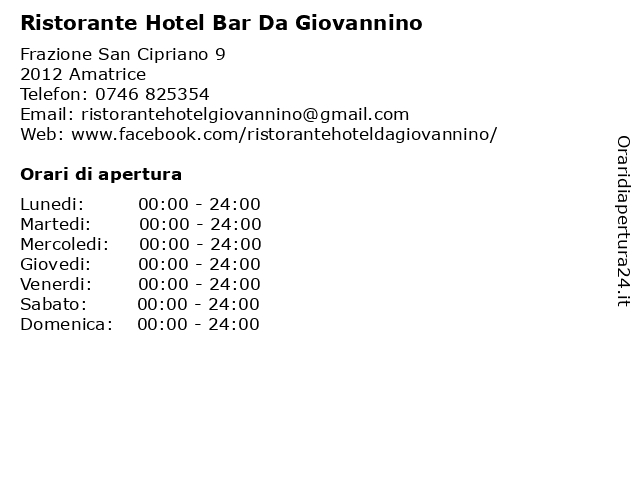Ristorante Hotel Bar Da Giovannino a Amatrice: indirizzo e orari di apertura