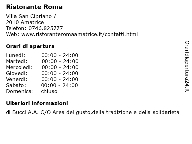Ristorante Roma a Amatrice: indirizzo e orari di apertura