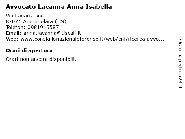 Avvocato Lacanna Anna Isabella a Amendolara (CS): indirizzo e orari di apertura