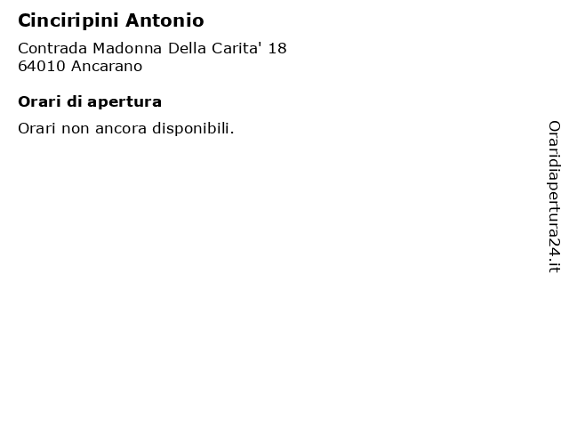 Cinciripini Antonio a Ancarano: indirizzo e orari di apertura