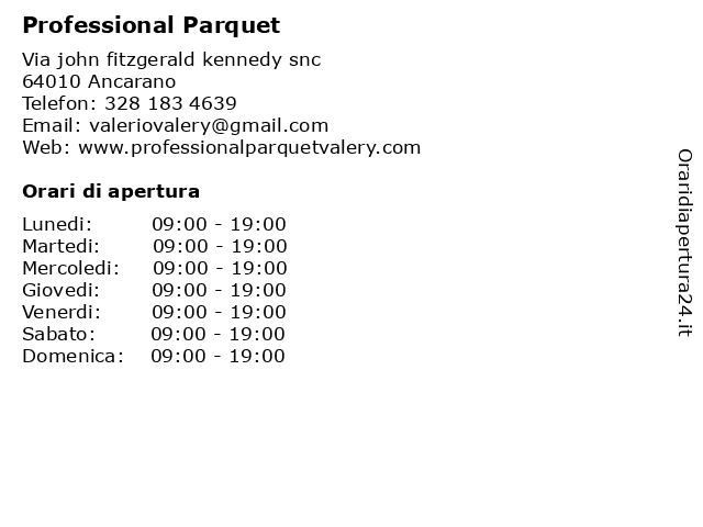 Professional Parquet a Ancarano: indirizzo e orari di apertura