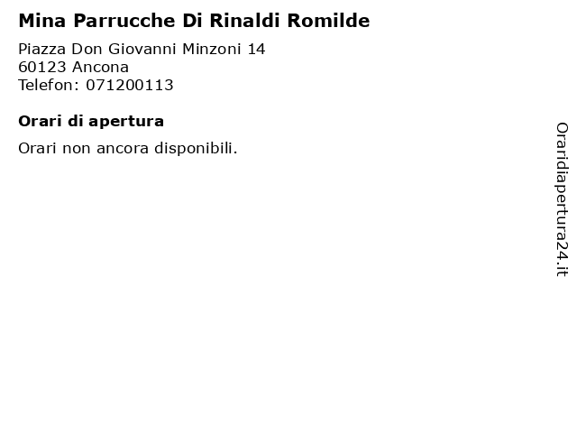 ᐅ Orari Mina Parrucche Di Rinaldi Romilde | Piazza Don Giovanni Minzoni 14,  60123 Ancona