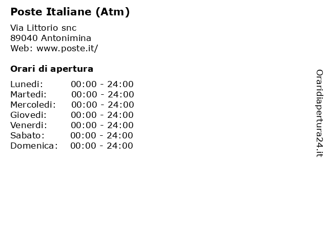 Poste Italiane (Atm) a Antonimina: indirizzo e orari di apertura