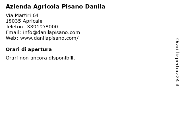 Azienda Agricola Pisano Danila a Apricale: indirizzo e orari di apertura