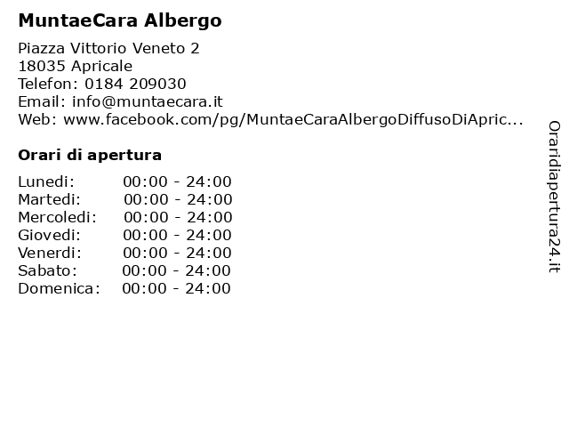 MuntaeCara Albergo a Apricale: indirizzo e orari di apertura