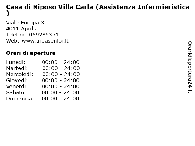 Casa di Riposo Villa Carla (Assistenza Infermieristica) a Aprilia: indirizzo e orari di apertura