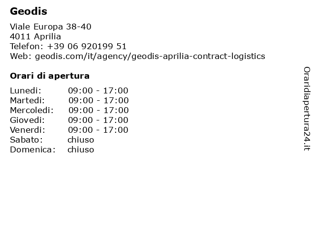 Geodis a Aprilia: indirizzo e orari di apertura