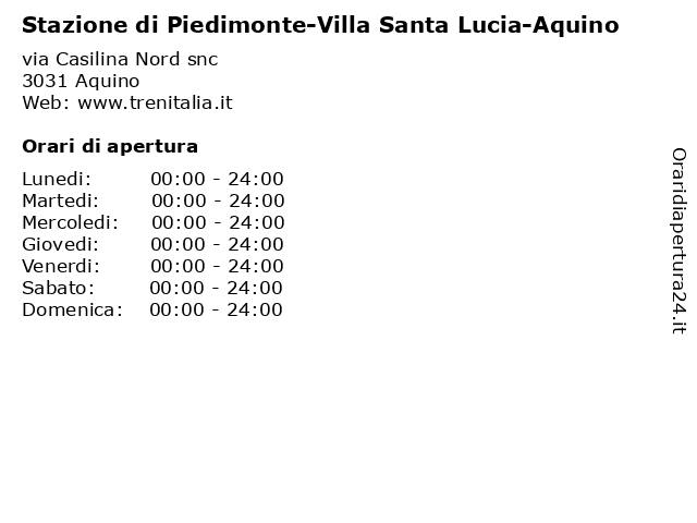 Stazione di Piedimonte-Villa Santa Lucia-Aquino a Aquino: indirizzo e orari di apertura