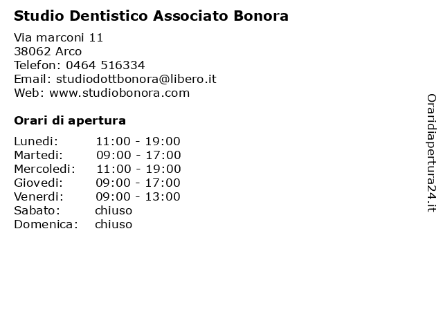 Studio Dentistico Associato Bonora a Arco: indirizzo e orari di apertura