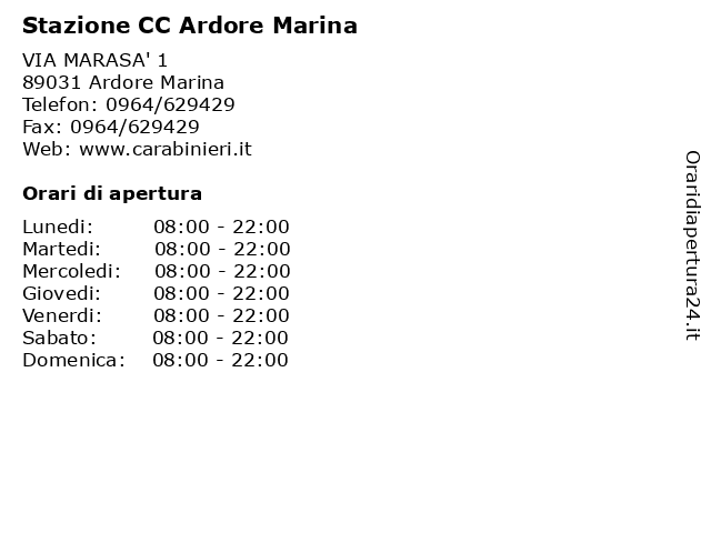 Stazione CC Ardore Marina a Ardore Marina: indirizzo e orari di apertura