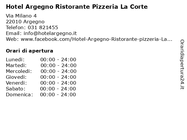 Hotel Argegno Ristorante Pizzeria La Corte a Argegno: indirizzo e orari di apertura