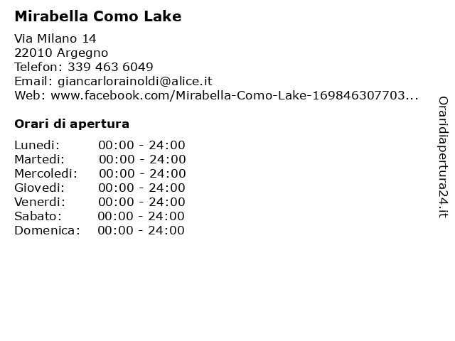 Mirabella Como Lake a Argegno: indirizzo e orari di apertura