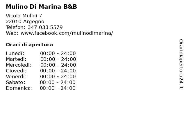 Mulino Di Marina B&B a Argegno: indirizzo e orari di apertura