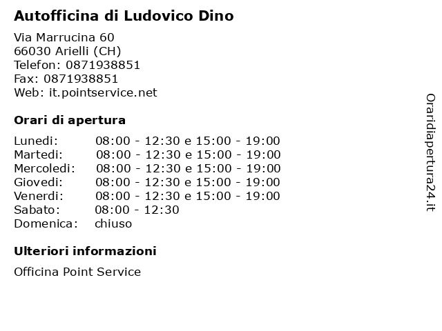 Autofficina di Ludovico Dino a Arielli (CH): indirizzo e orari di apertura