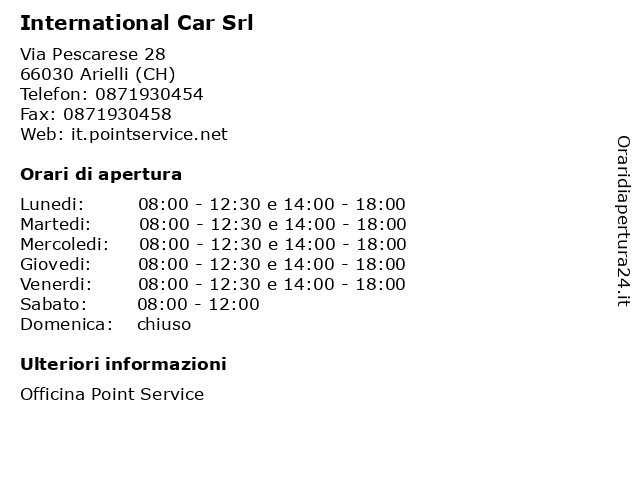 International Car Srl a Arielli (CH): indirizzo e orari di apertura